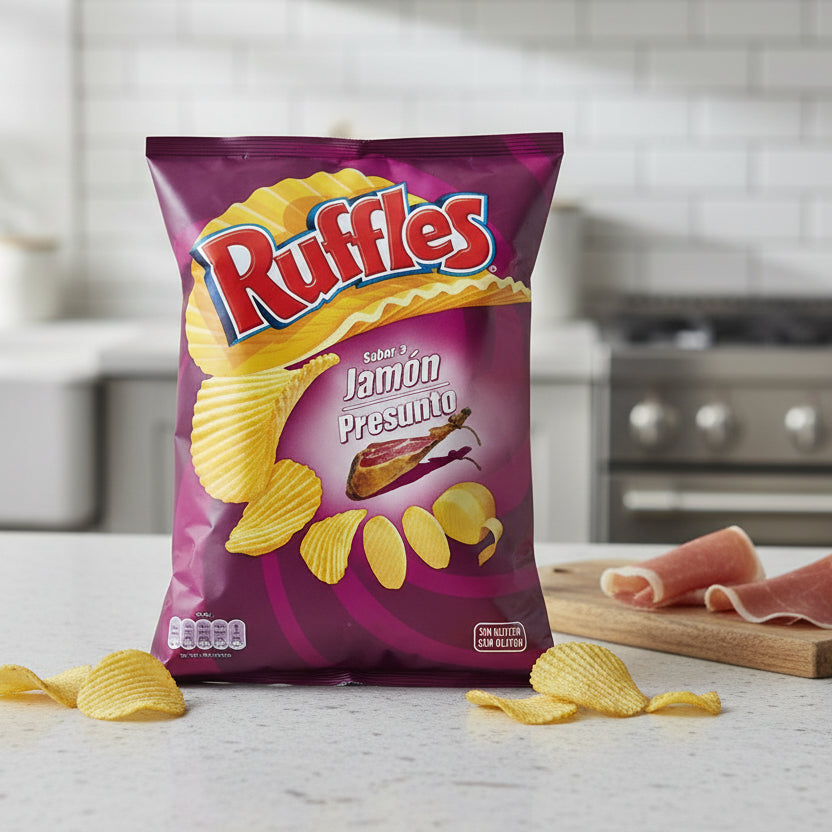 Crisps Ruffles Ham Flavour Family Pack  150g